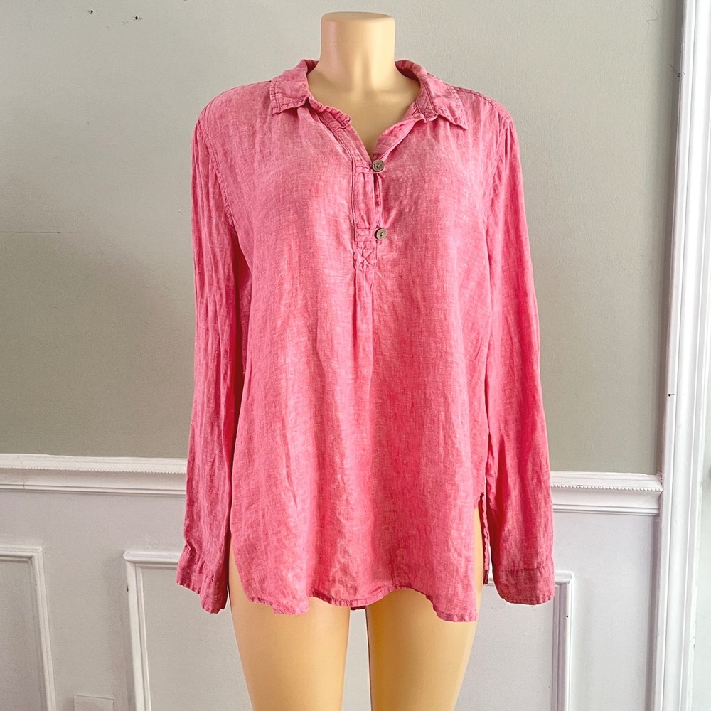 Sigrid Olsen Pink Linen Tunic Top
